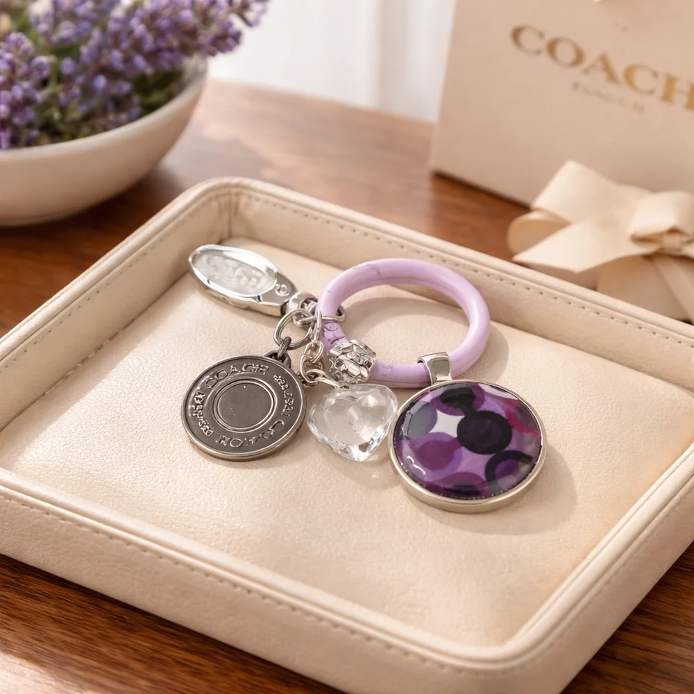 Coach Purple and Silver Key Holder